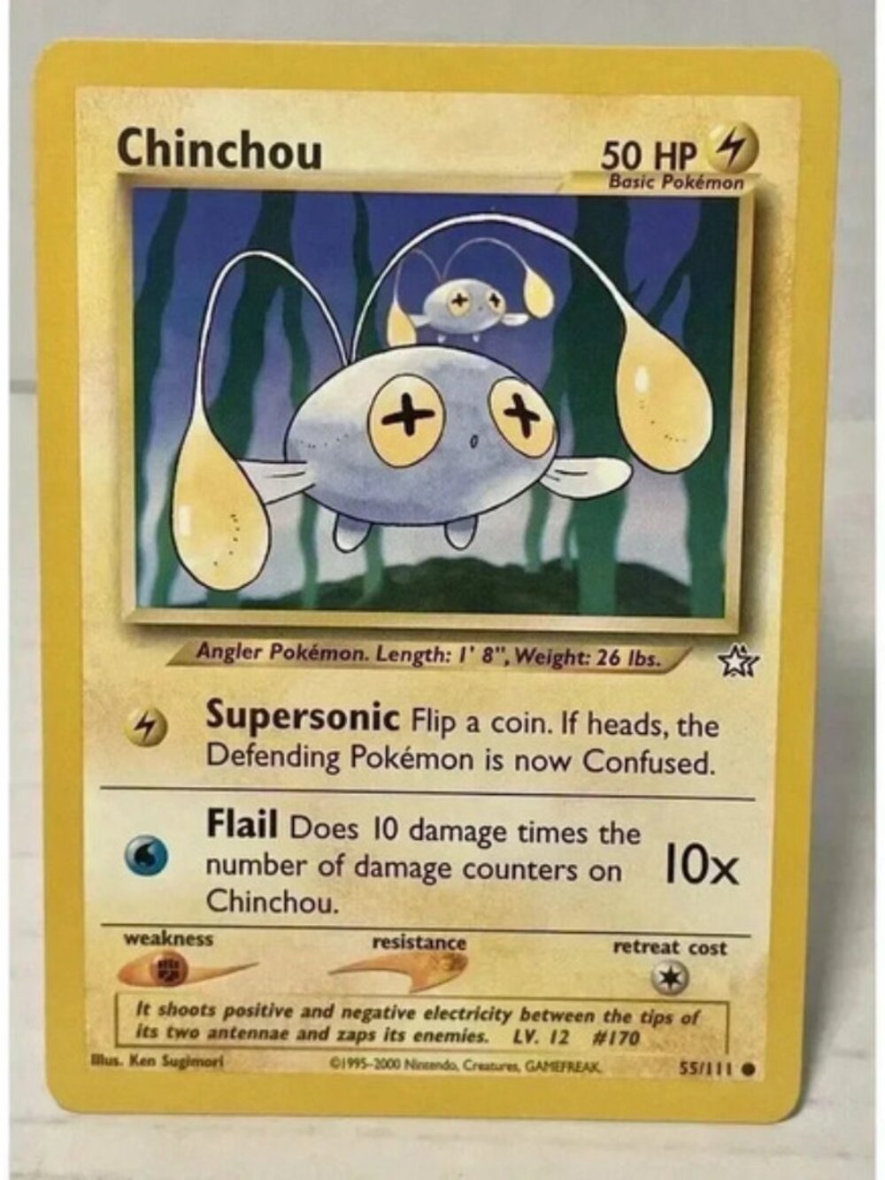 Chinchou Neo Genesis Set 55/111 Vintage Pokemon‎ Card 2000 WOTC Non Halo LP